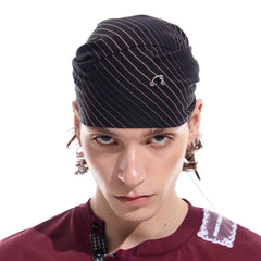WHISTLEHUNTER Striped Detachable Chain Lace-Up Headscarf