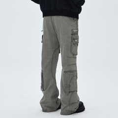 CATSSTAC Washed Multi-Pocket Utility Straight-Leg Jeans