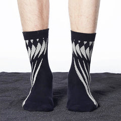 LOSTNFOUND Geometric Crew Socks Black
