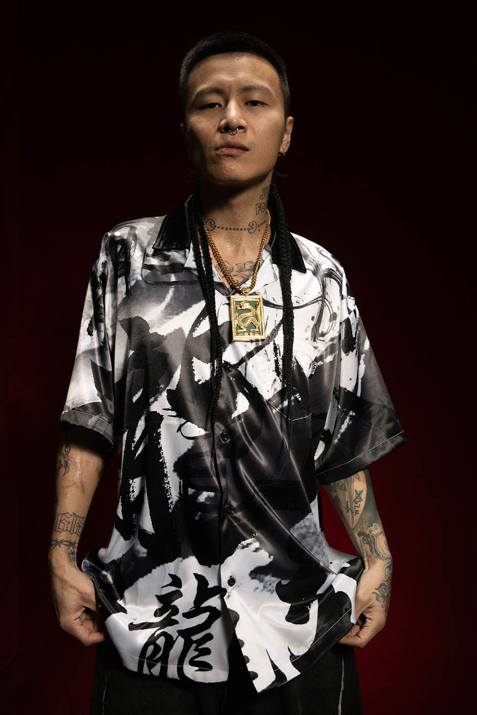 RTVG Dragon Calligraphy Cuban Half Shirt