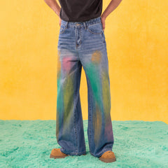 CLP MultiColor Brushed Wide-Leg Jeans