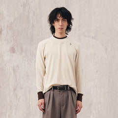 IN EXISTENCE Layered Asymmetrical Neck Embroidered Long-Sleeve Tee