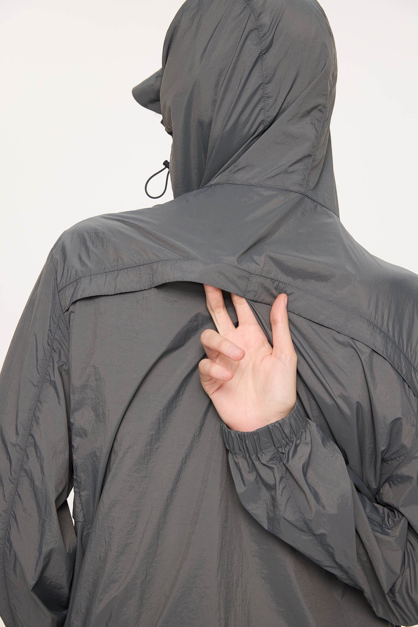 KREATE Asymmetrical Zip Mesh-Paneled UV Protection Hooded Jacket