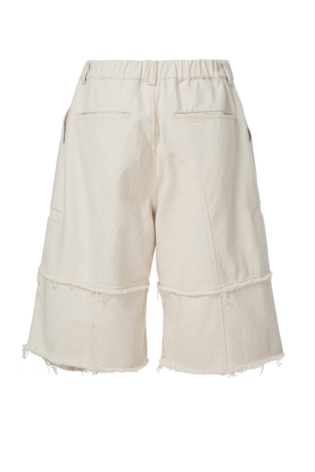 F2CE Layered Spliced Frayed-Edge Shorts