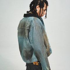 STEEPC Distressed Washed Denim Jacket