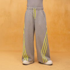 CLP Slanted-Stripe Wide-Leg Drawstring Sweatpants
