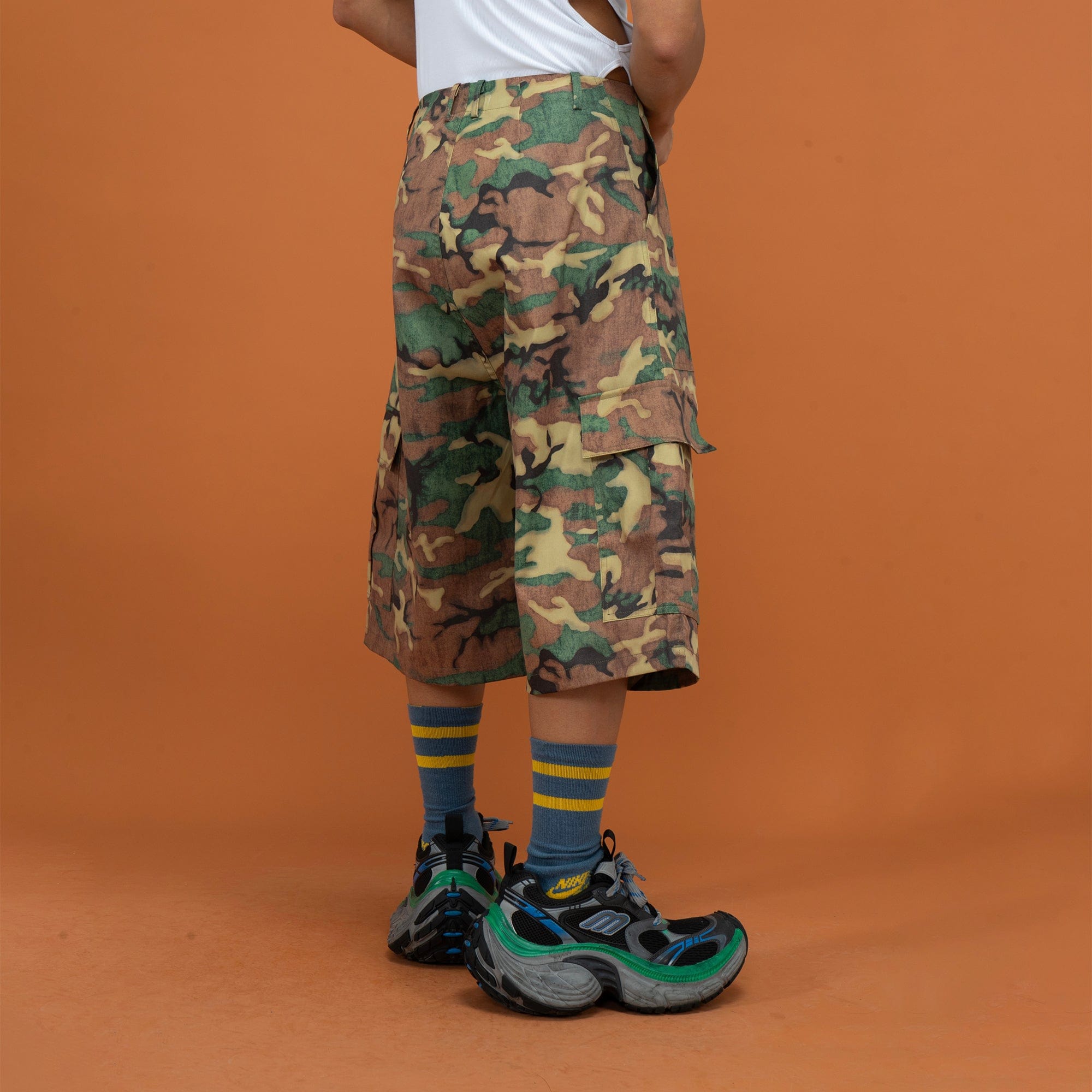 CLP Washed Crinkled Camo Cargo Shorts