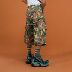 CLP Washed Crinkled Camo Cargo Shorts