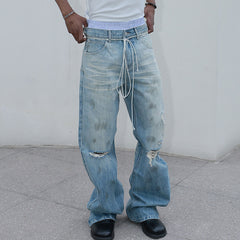 STEEPC Dirty Fit Distressed Flared Jeans