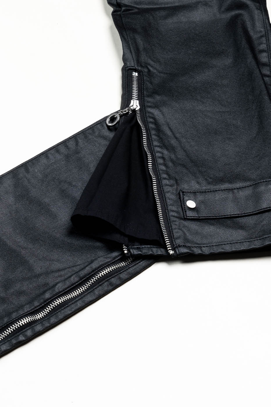 INSIDE OUT Rivet Patchwork Zippered Pants