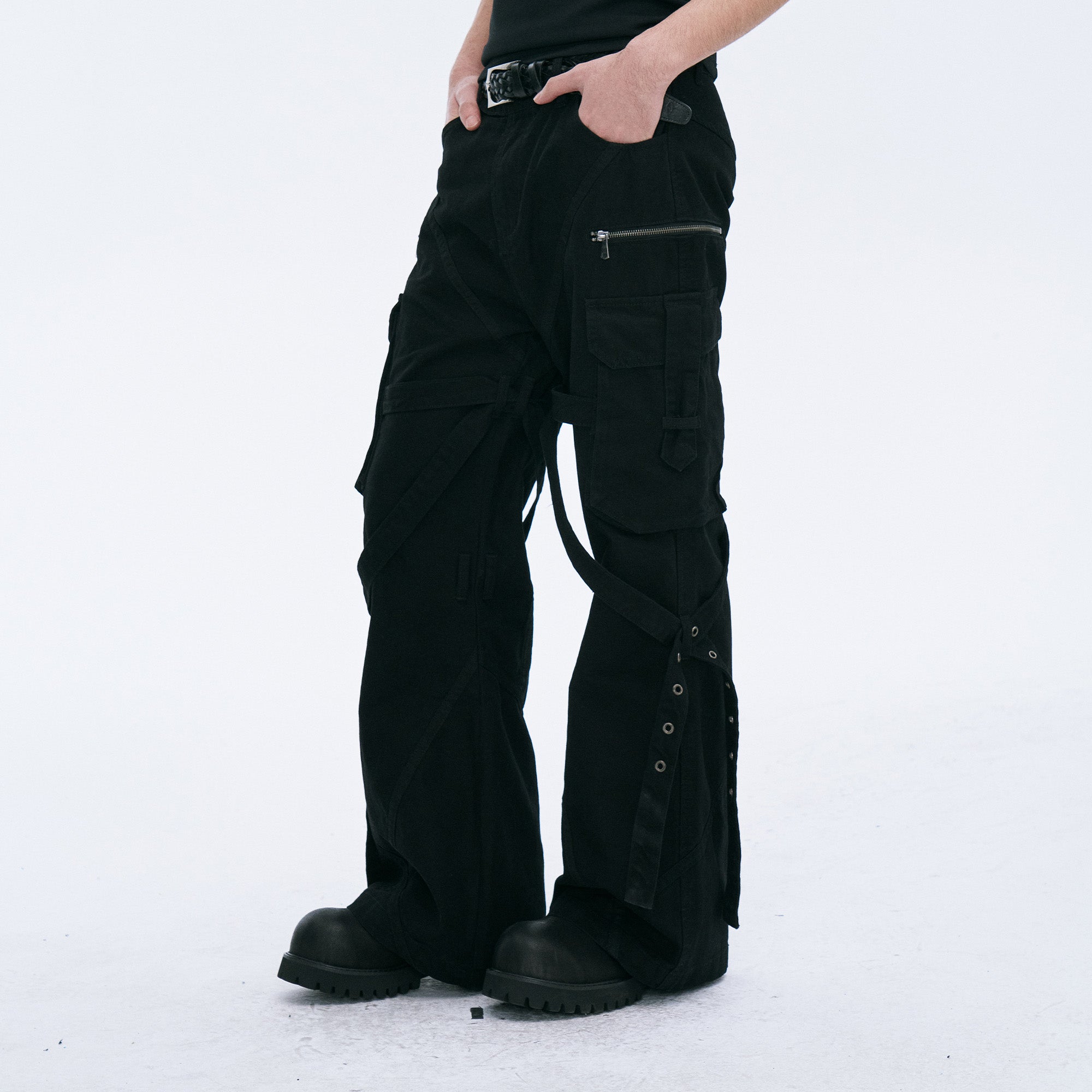 CATSSTAC Strap-Wrapped Spliced Cargo Pants
