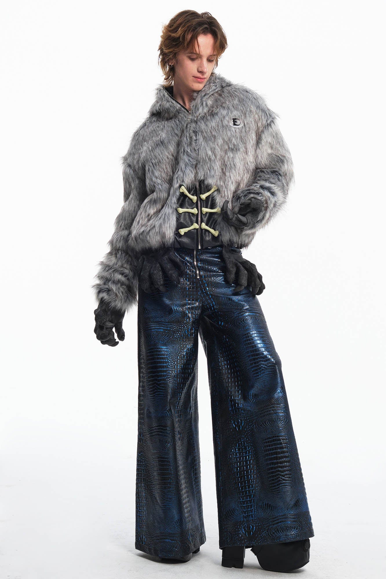 EMBRYO Detachable Beast Claw Faux Fur Hooded Jacket