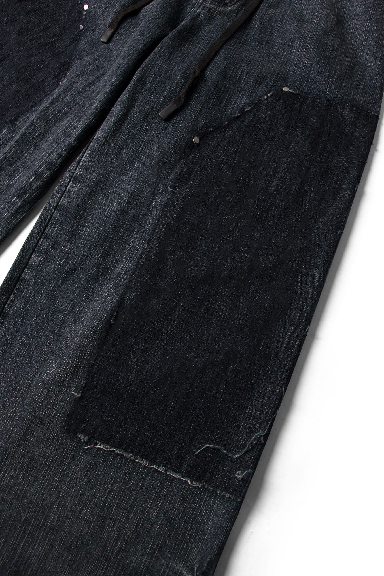 RELABEL Double-Knee Patch Washed Drawstring Jeans