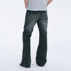 CATSSTAC Washed Panel Paint-Stain Wide-Leg Jeans