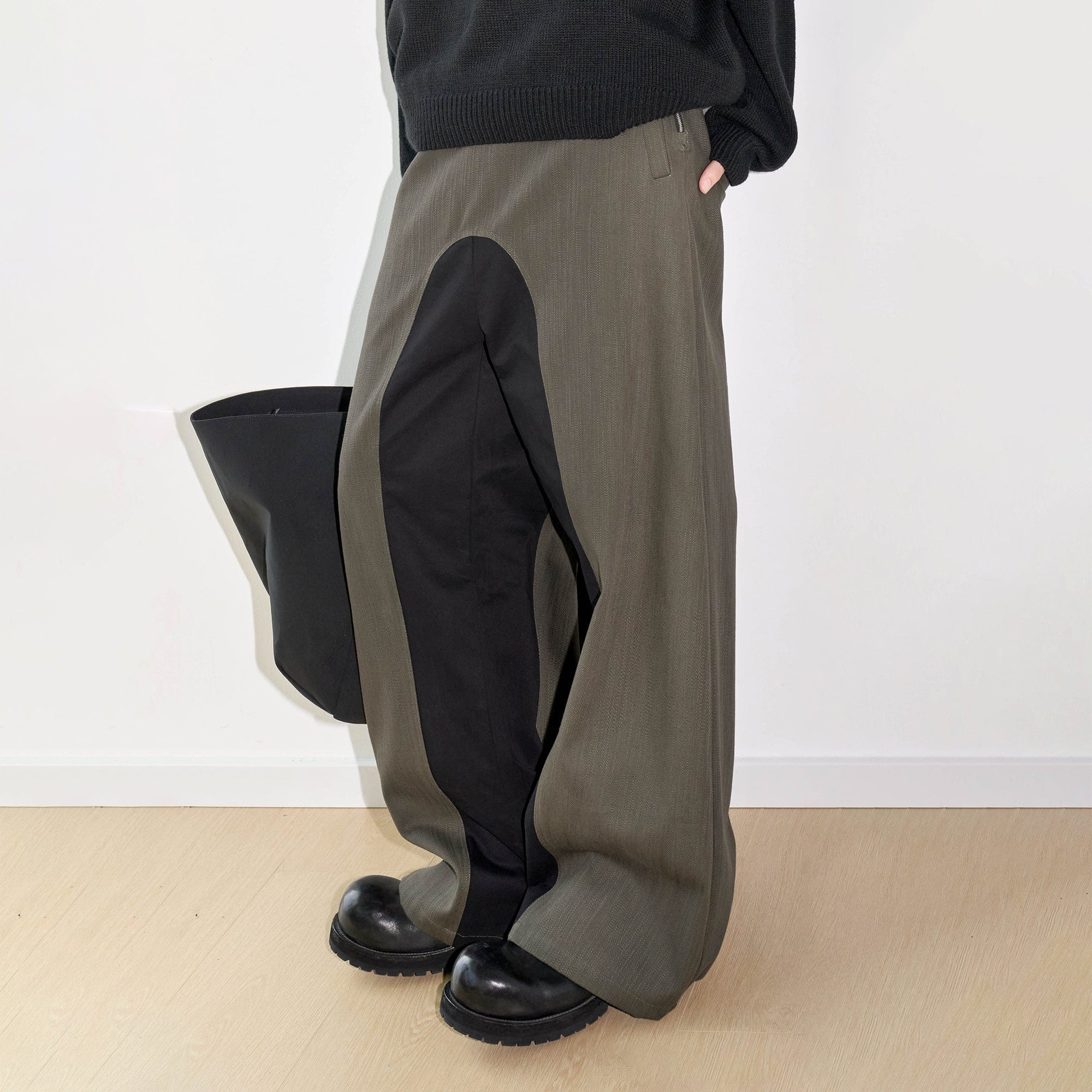 49PERCENT Paneled Color Blocked Zipper Pants