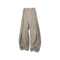 RELABEL Pleated Drawstring Curved Wide-Leg Trousers