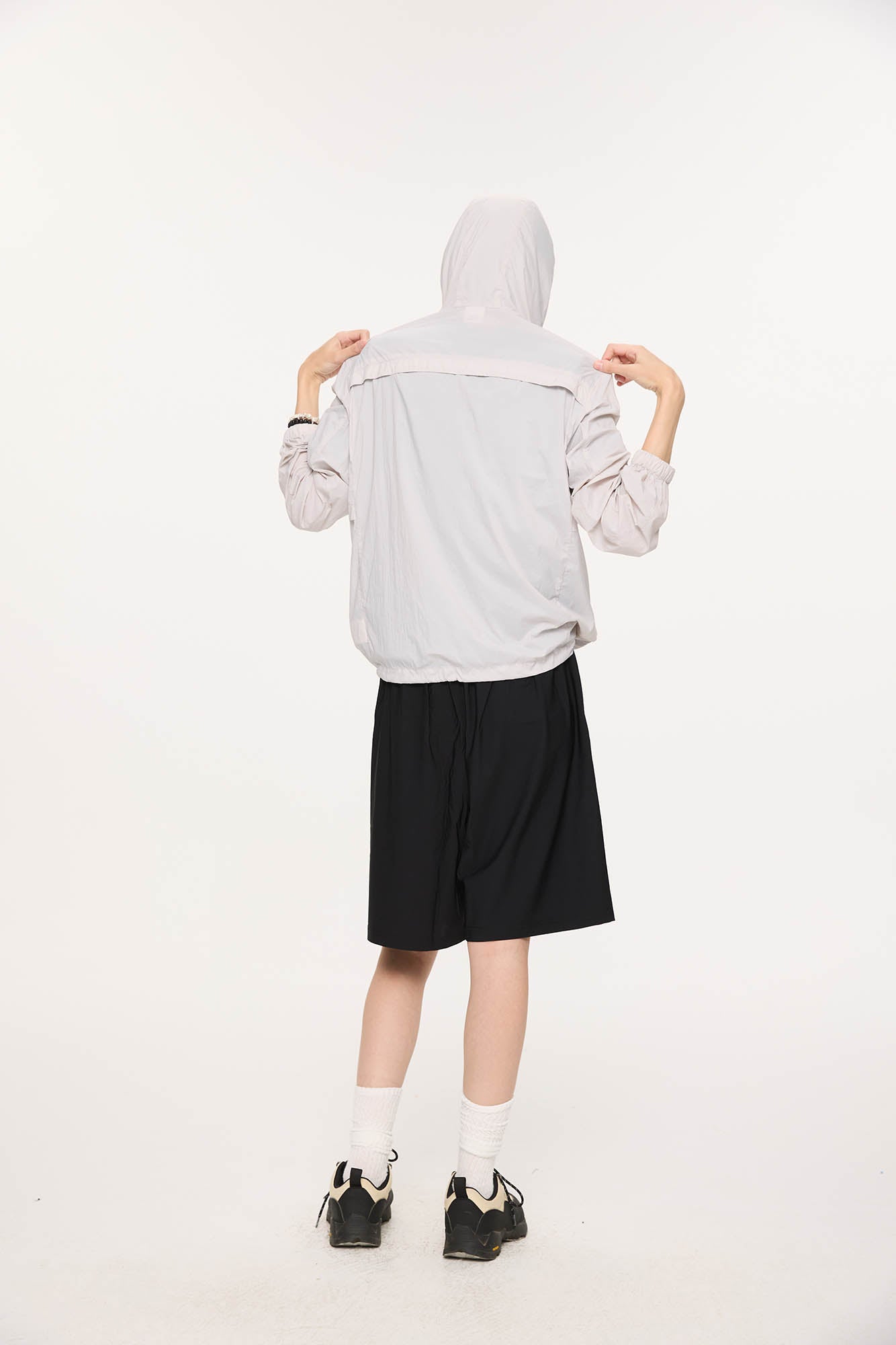 KREATE Asymmetrical Zip Mesh-Paneled UV Protection Hooded Jacket