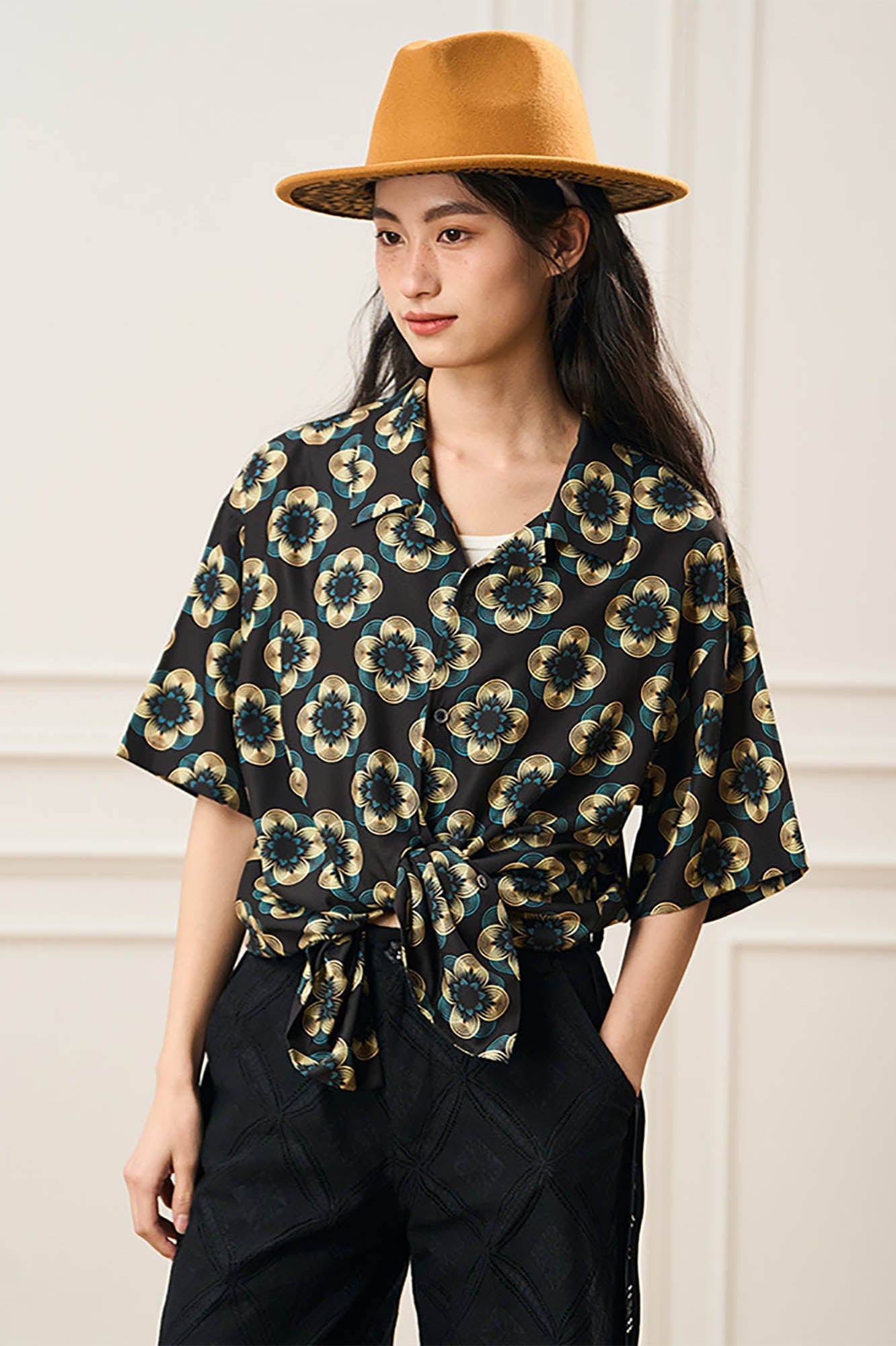 EPIC POETRY Geometric Floral Cuban Shirt
