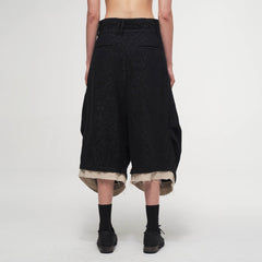 ILNya Nieternite Nifutur Jacquard Layered Raw Edge Balloon Shorts