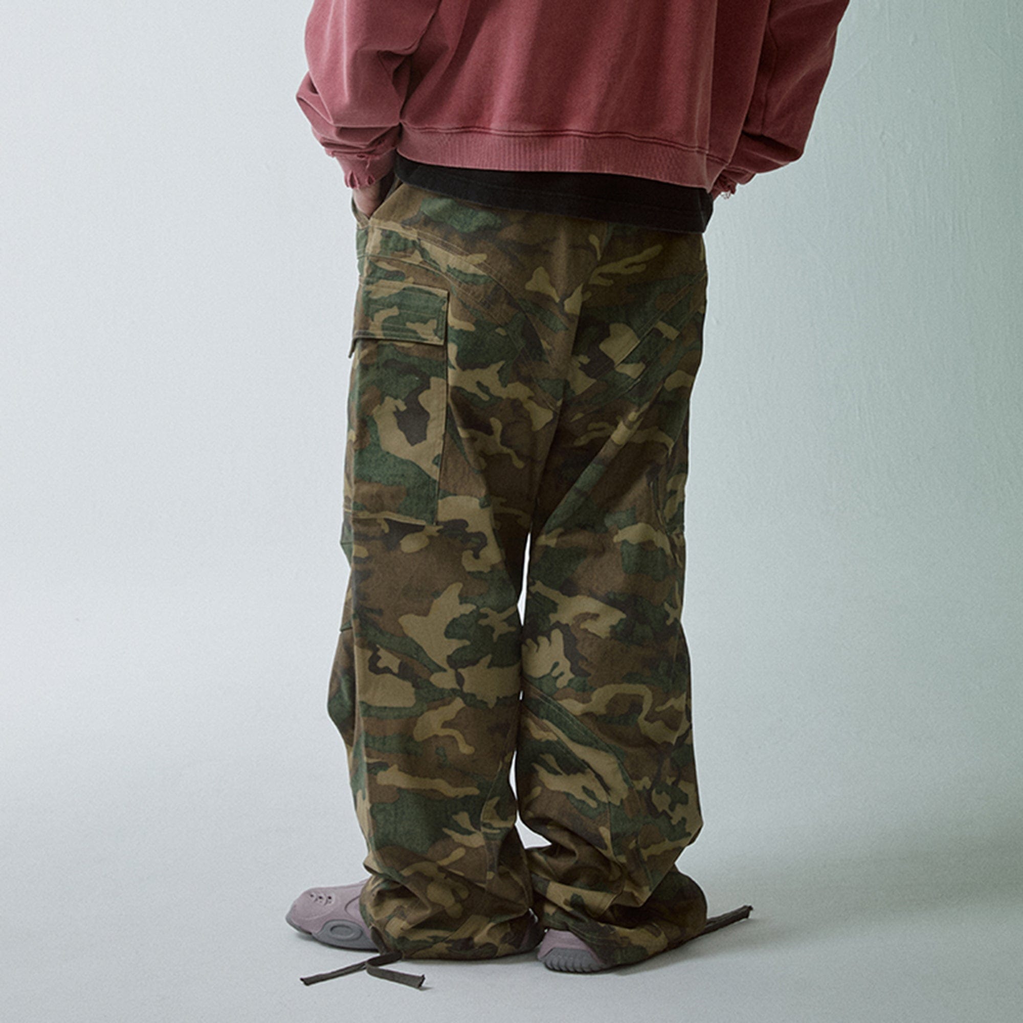 F2CE Wide-Leg Draw-String Camo Cargo Pants