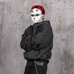 UNDERWATER Distressed Spliced Fallen Armor Zip-Up Hoodie