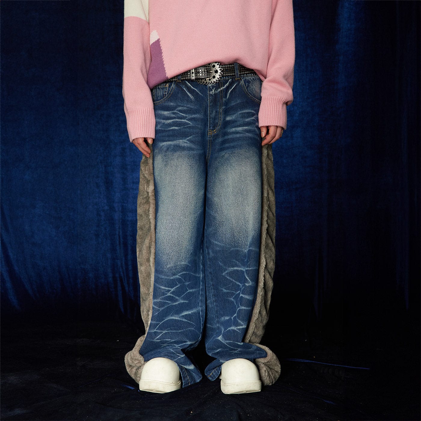 DND4DES Faux Fur Spliced Jeans