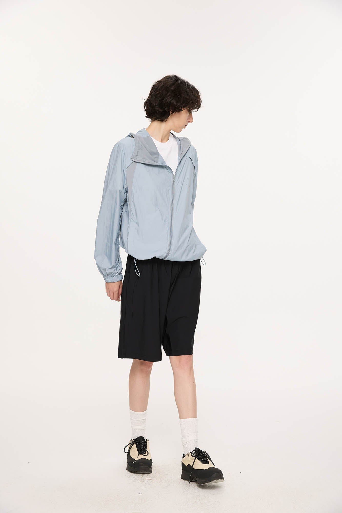 KREATE Asymmetrical Zip Mesh-Paneled UV Protection Hooded Jacket