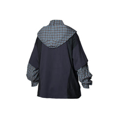 RELABEL Checked Detachable Hood Layered Shirt