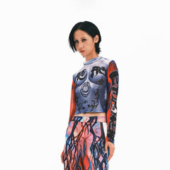 EMBRYO Totemic Muscle Full-Print Turtleneck L/S Tee