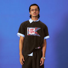 TRECLUB Frayed Patch Flag Washed T-Shirt