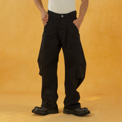 CLP Deconstructed Pleated Button Wide-Leg Pants