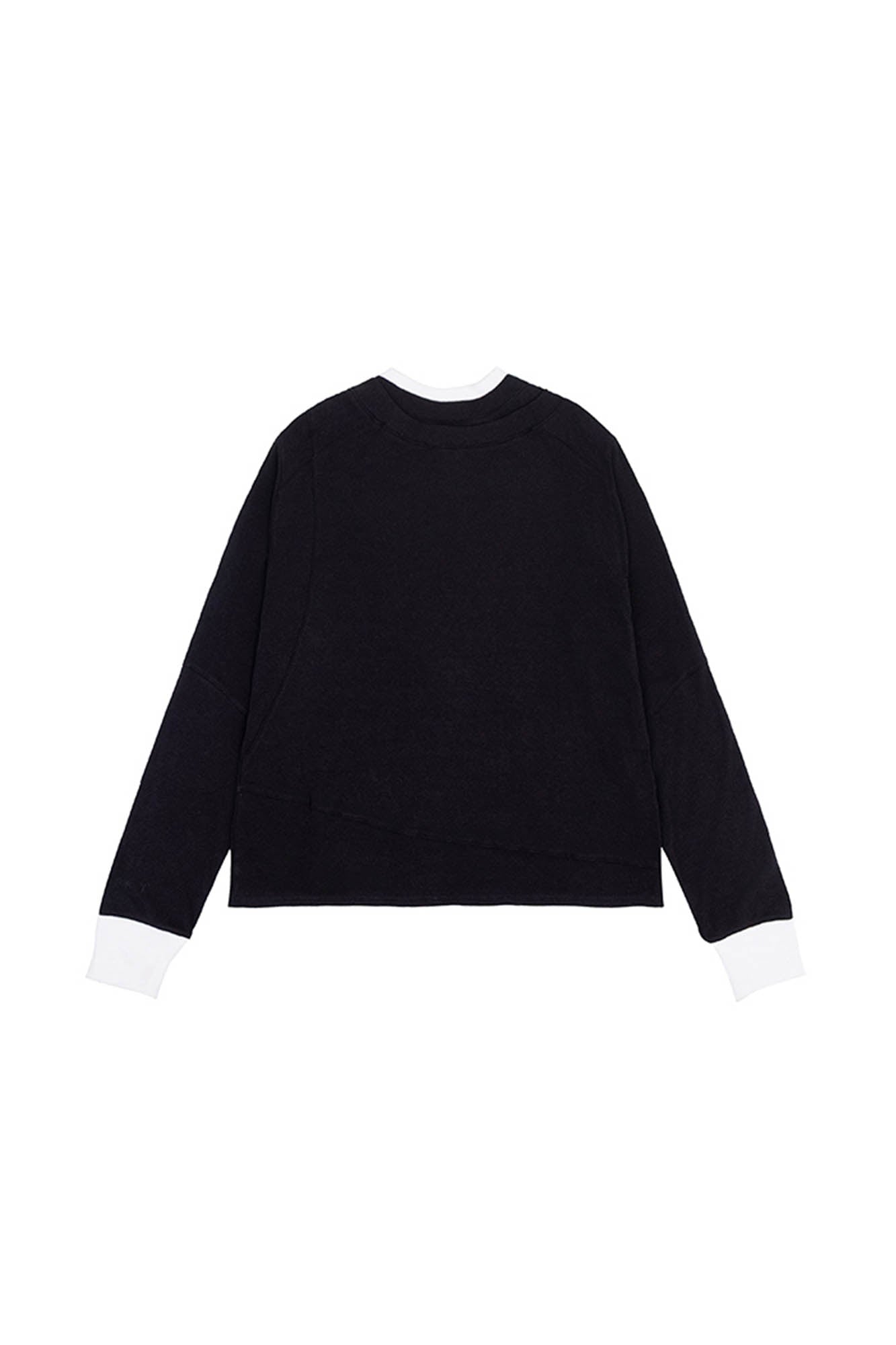 IN EXISTENCE Layered Asymmetrical Neck Embroidered Long-Sleeve Tee