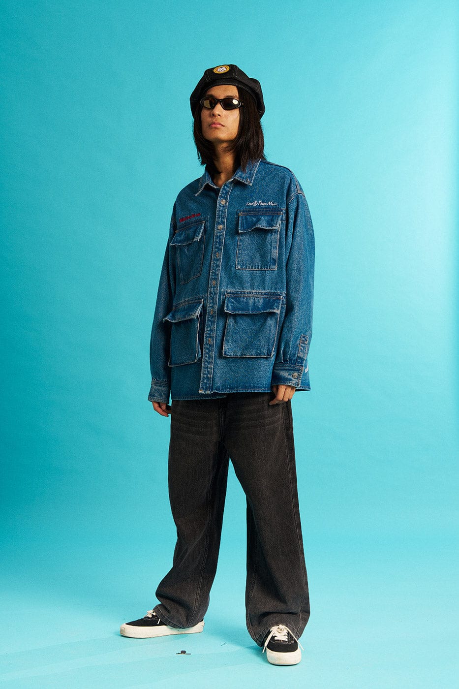 WCC Multi-Pockets Musical Skeletons Denim Jacket