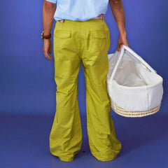 TRECLUB Drawcord Hem Wide-Leg Parachute Pants
