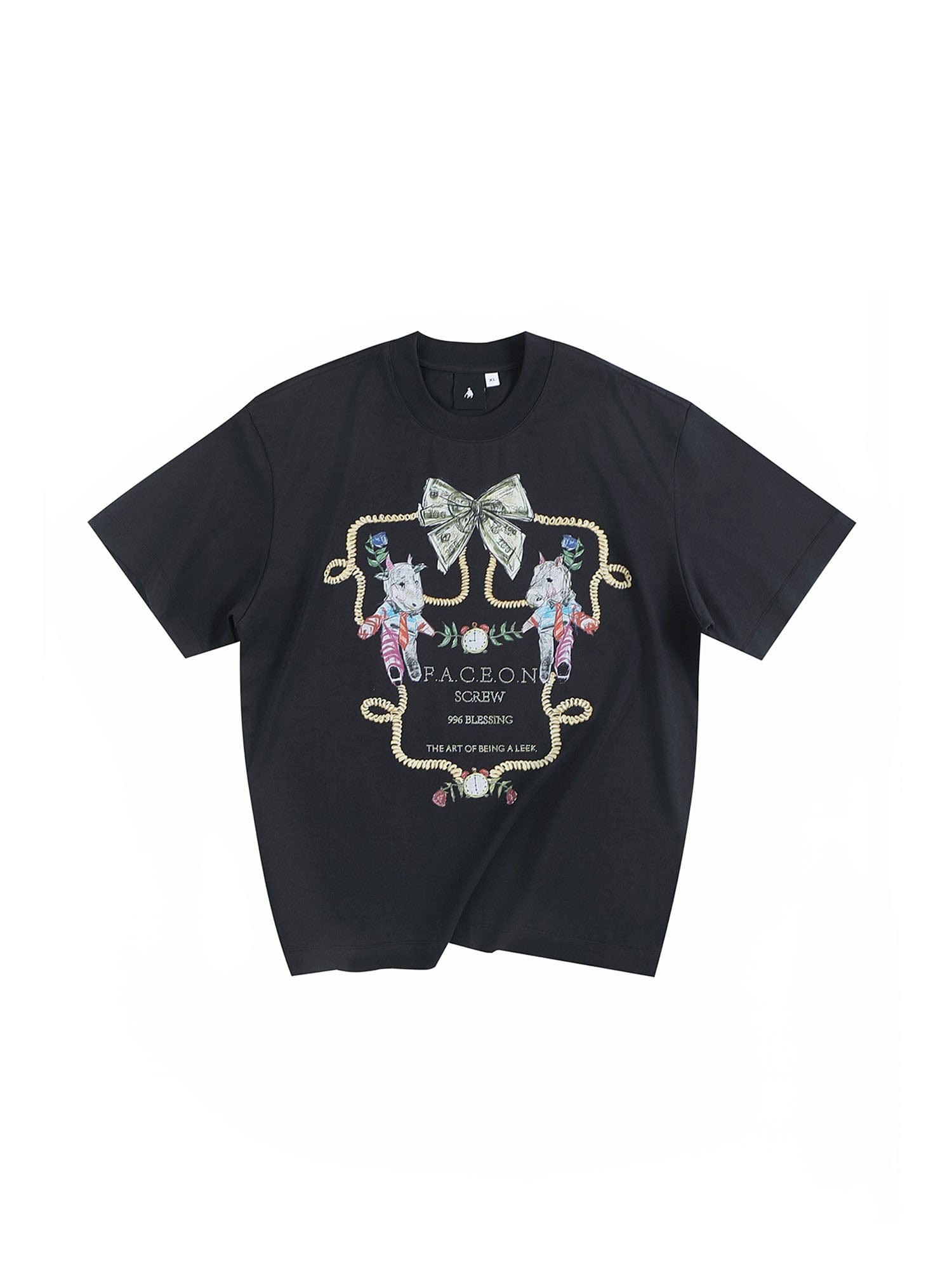 FACEONLAB Whimsical Cow and Horse T-Shirt