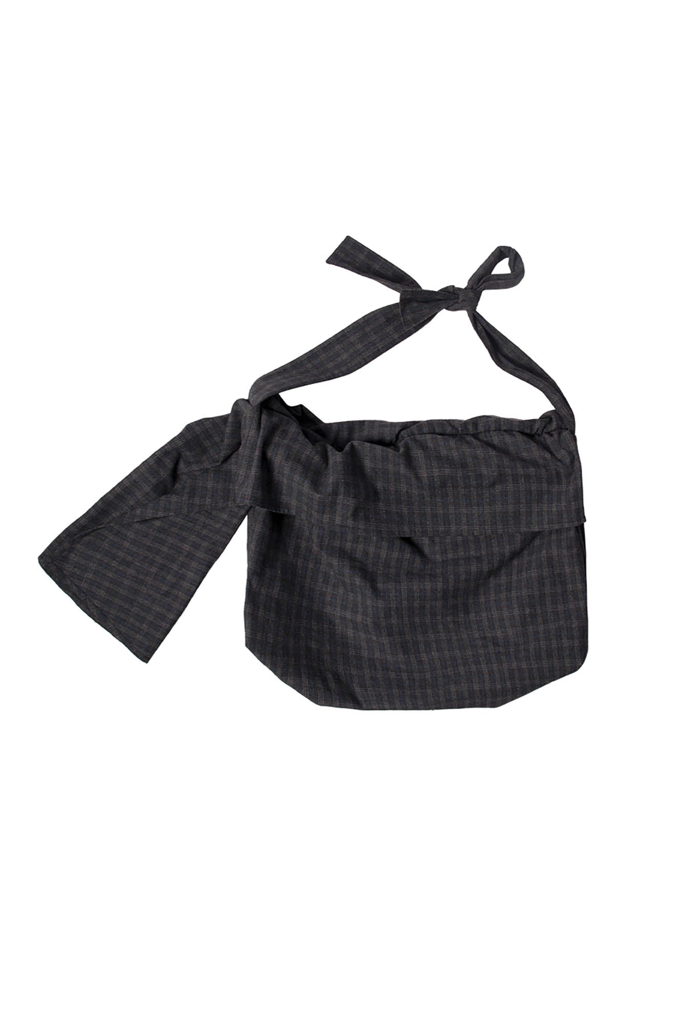 RELABEL Plaid Wool-Blended Knot Handle Hobo Bag