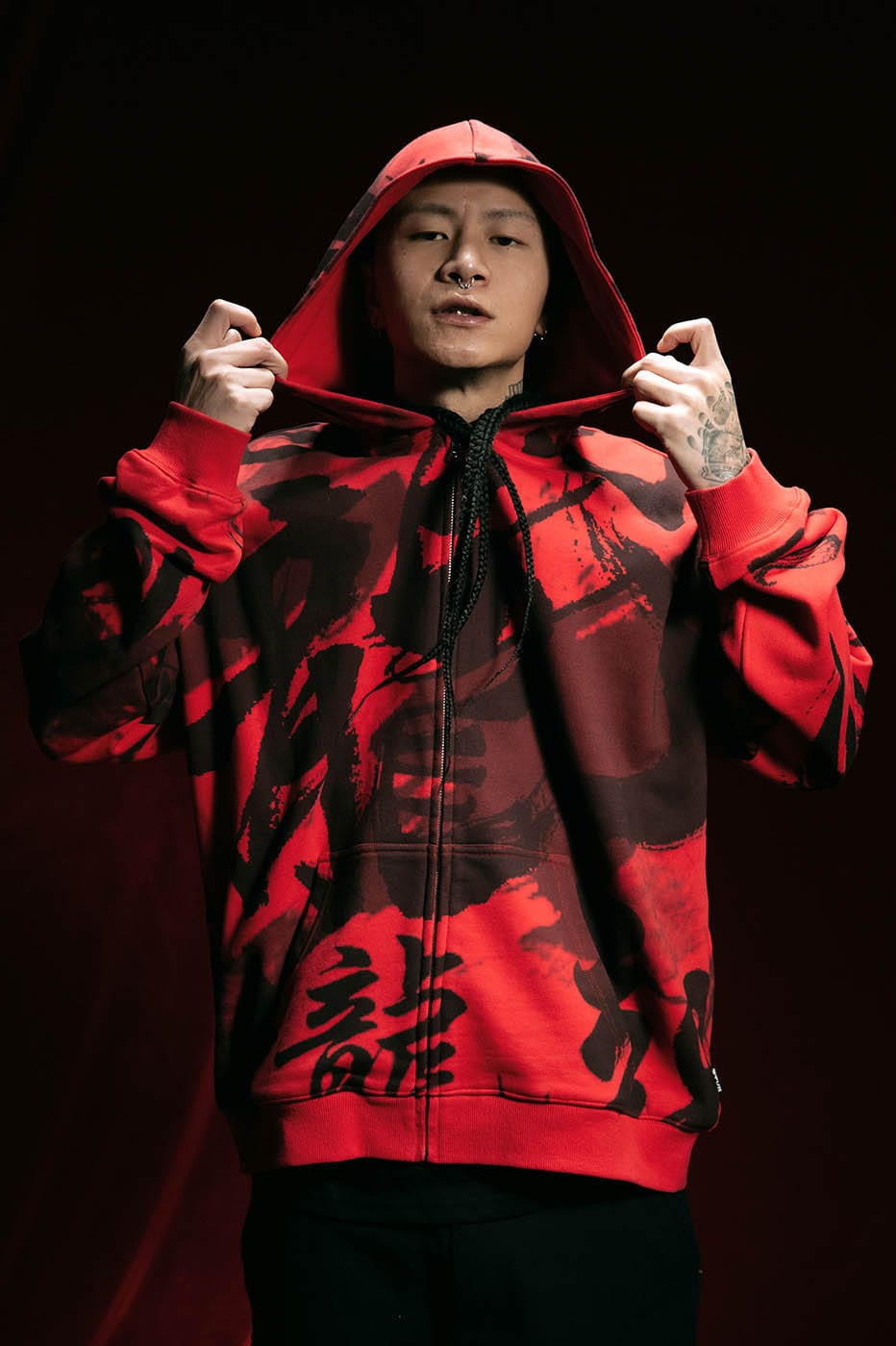 RTVG Calligraphy Full-Print Zip-Up Hoodie