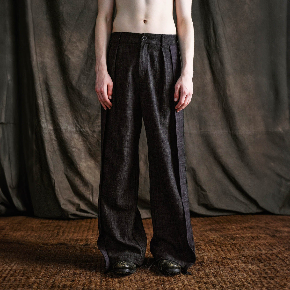 ILNya Nieternite Nifutur Wool-Blended Pleated-Waist Spliced Trousers