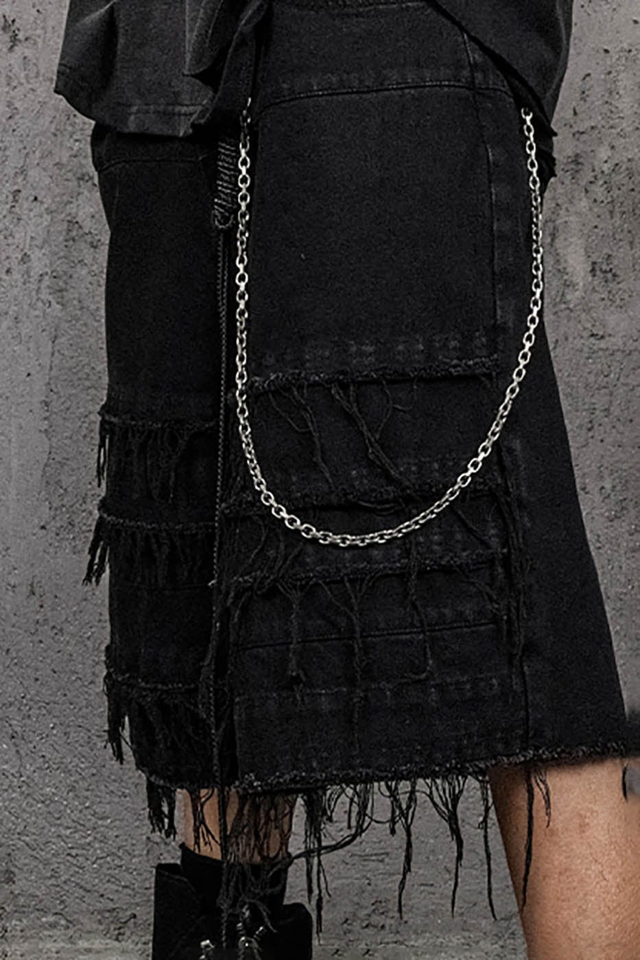 UNDERWATER Heavily Frayed Layered Denim Shorts