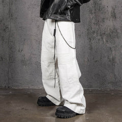 UNDERWATER Infernal Gaze Crinkled Waxed Wide-Leg Pants White