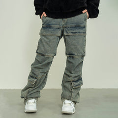 MAKEMORE Washed Denim Cargo