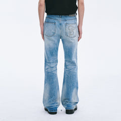 CATSSTAC Frost-Washed Distressed Straight-Leg Jeans