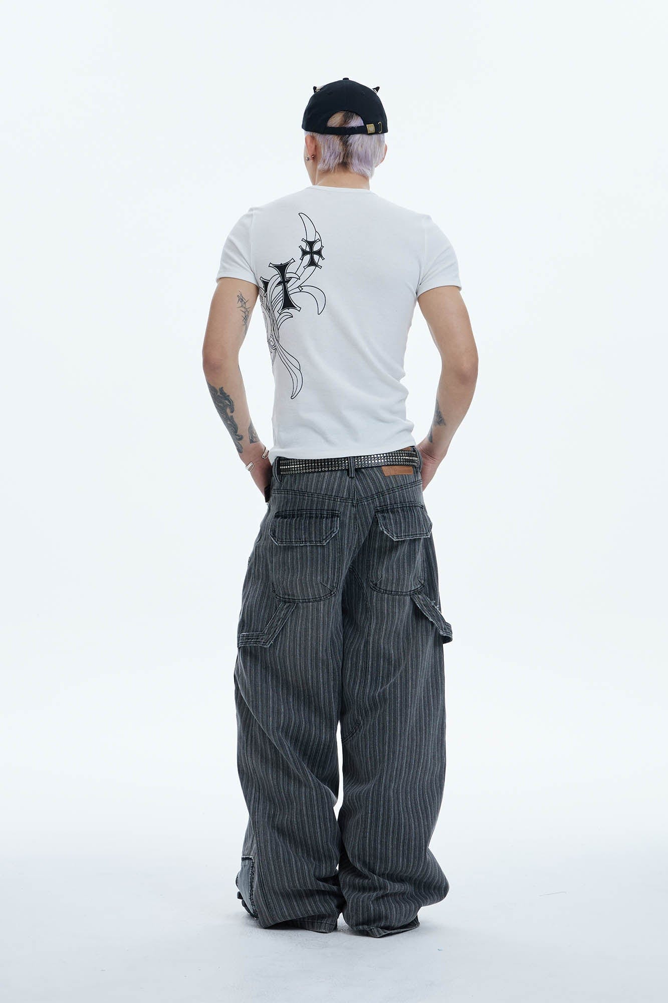 DND4DES Striped Patchwork Distressed Baggy Jeans