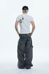 DND4DES Striped Patchwork Distressed Baggy Jeans