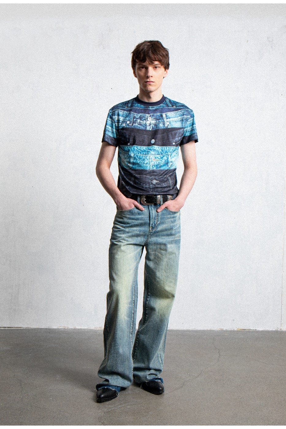 LEONSENSE Full Print Jeans T-Shirt