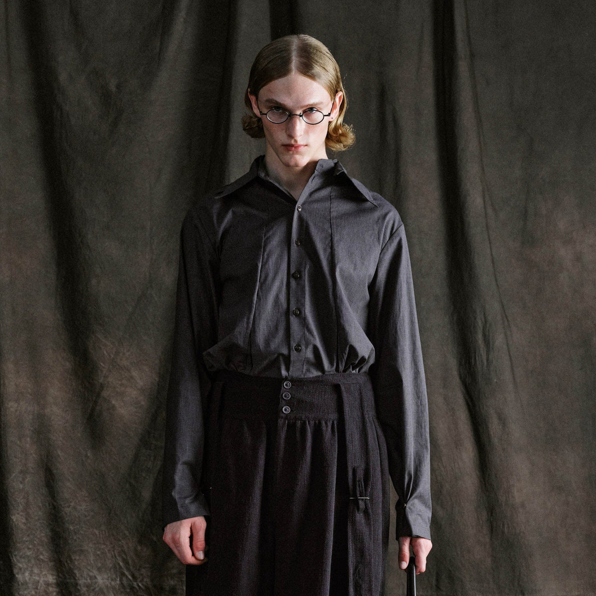 ILNya Nieternite Nifutur Mini Houndstooth Detachable Pleat Shirt