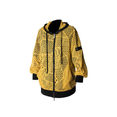 RELABEL Patchwork Crochet Mesh Zip-Up Hoodie