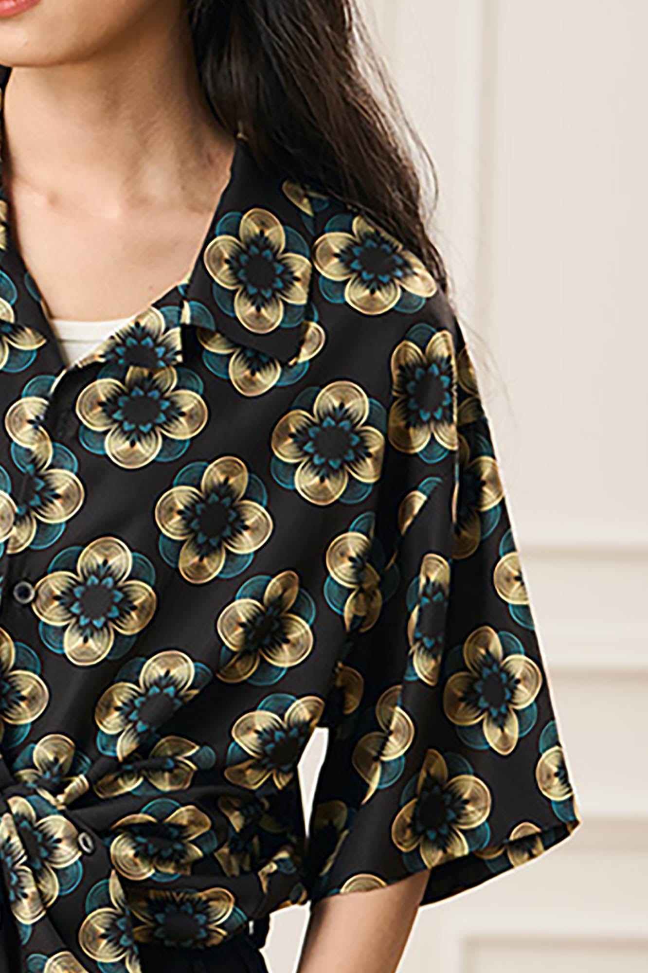EPIC POETRY Geometric Floral Cuban Shirt