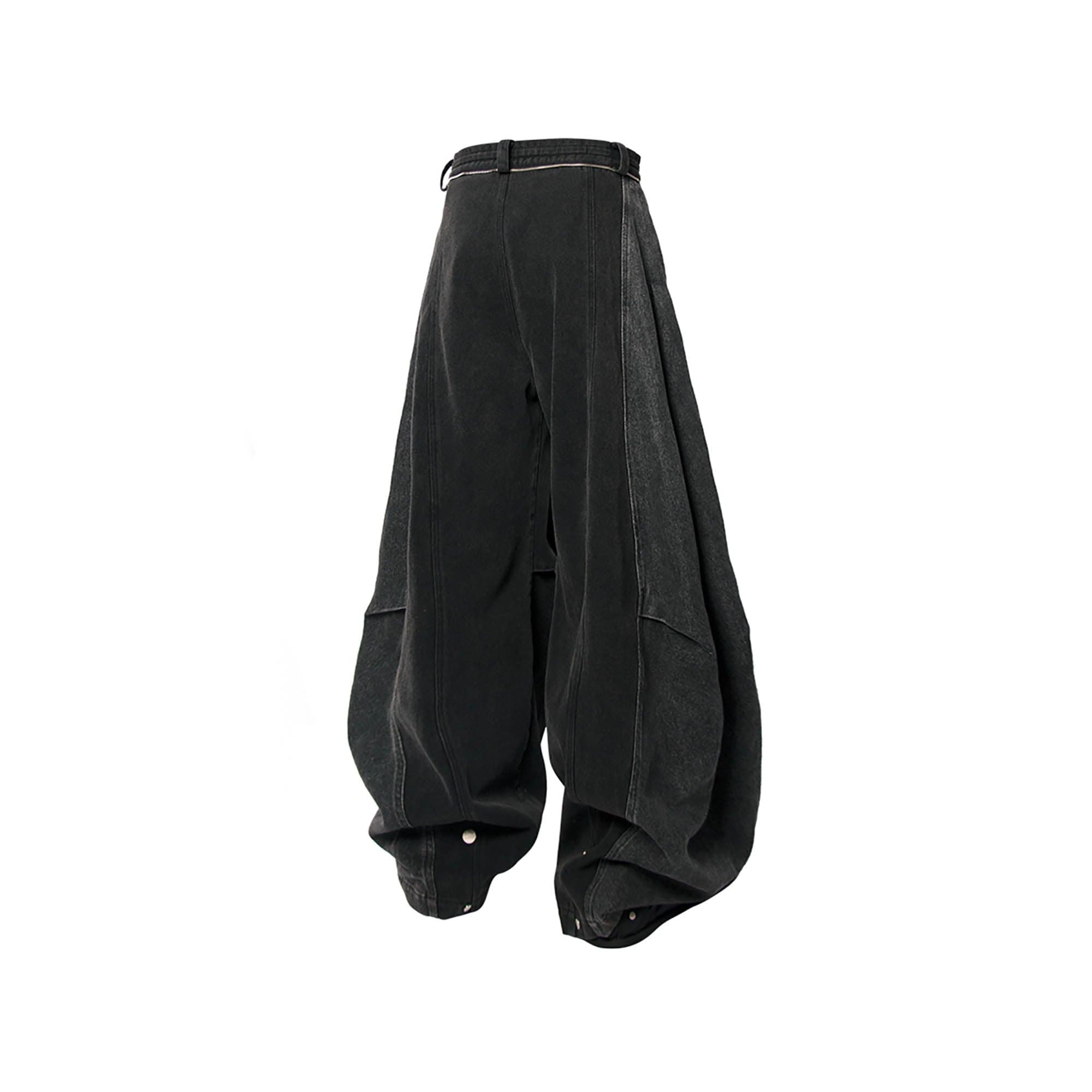 RELABEL Detachable Plaid Back Flap Spliced Jeans
