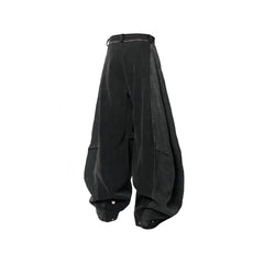 RELABEL Detachable Plaid Back Flap Spliced Jeans